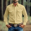 thumbnail image 1 of Elvqul Formal Shirts for Men Collared Khaki Solid Color Breathable Mens Shirts Long Sleeve, 1 of 7
