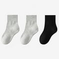 thumbnail image 1 of Hipattires Girls Socks Winter Cotton Comfortable Mid Calf Dark Gray 3 Pairs Boys Socks, 1 of 6