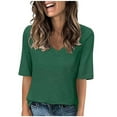 thumbnail image 1 of Elvqul Green Blouses for Women Shirts Spring V-Neck 3/4 Sleeve Trendy Solid Color Womens Tops, 1 of 6