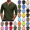 thumbnail image 1 of Hipattires Long Sleeve Shirts for Men Henley Big and Tall Pullover , Solid Color Round Collar Tops Pocket Mens Shirts Lightweight, 1 of 6