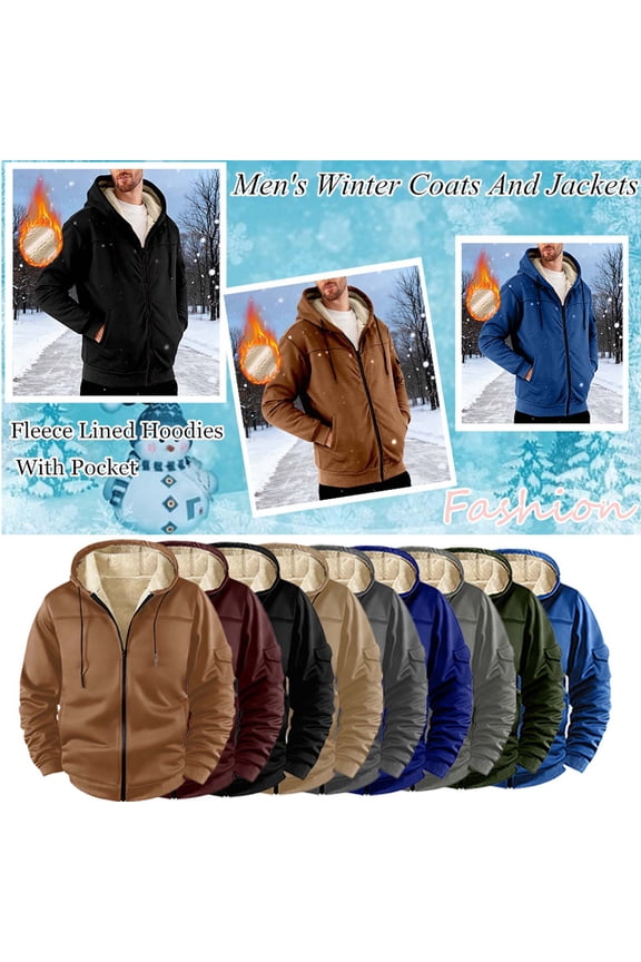 Mens Bomber Jackets Jackets Plus Size Zip Up Winter Fleece Sherpa Thicken Trendy Coat for Men Work