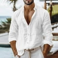 thumbnail image 1 of Hipattires Mens Button down Shirts Long Sleeve Formal under 10 Linen White Plain Shirts for Men Collar, 1 of 5