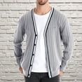 thumbnail image 1 of Elvqul Mens Cardigan Sweater Button up Cotton Long Sleeve Sweater for Men Knitted, 1 of 4