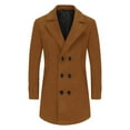 thumbnail image 1 of Elvqul Mens Double Breasted Jacket Big and Tall Overcoat Brown Fashion Coats Casual Peacoat for Men, 1 of 6