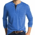 thumbnail image 1 of Hipattires Mens Henley Shirts Workwear Pocket Pullover Solid Crew Neck Long Sleeve Tops for Men Spring/Winter, 1 of 6
