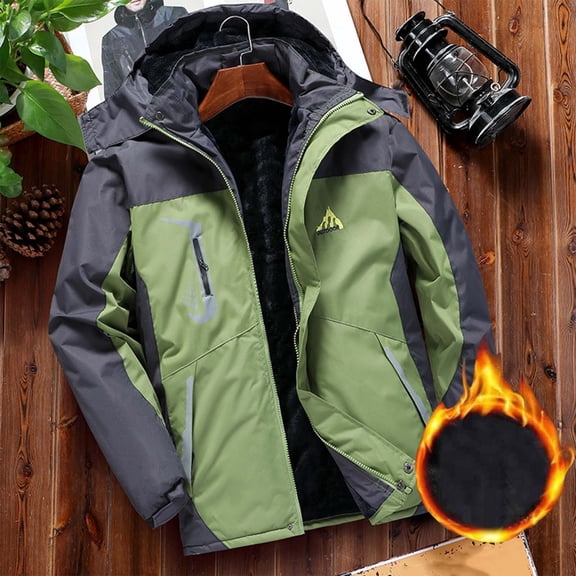 Hipattires Mens Hoodie Jackets Fleece Plus Size Zipper Front Winter Heavyweight Pocket Lined Warm Coat for Men Work