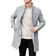 thumbnail image 1 of Elvqul Mens Jacket with Hood Gray Overcoat Stylish Coats Big and Tall Wool Peacoat for Men Winter, 1 of 2