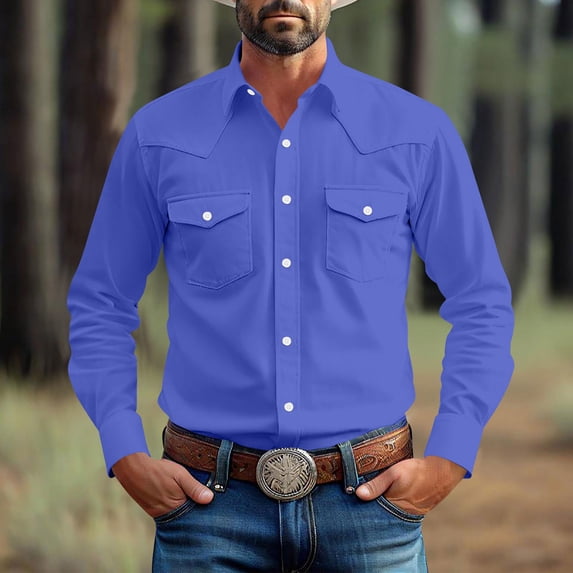 Elvqul Mens Long Sleeve Shirts Collared Solid Color Stylish Breathable Shirts for Men