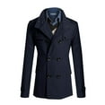thumbnail image 1 of Elvqul Mens Navy Peacoat Stylish Overcoat Wool Coats Casual Jacket for Men Big and Tall, 1 of 9