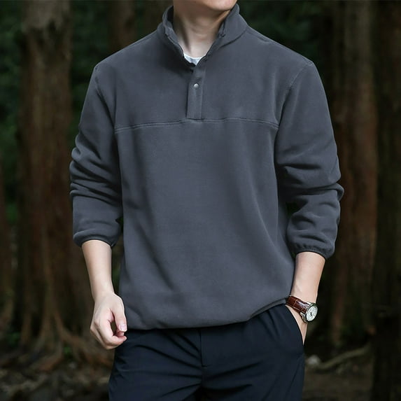 Elvqul Mens Plain Sweatshirts No Hood Gray Long Sleeve Sweatshirts for Men Crewneck