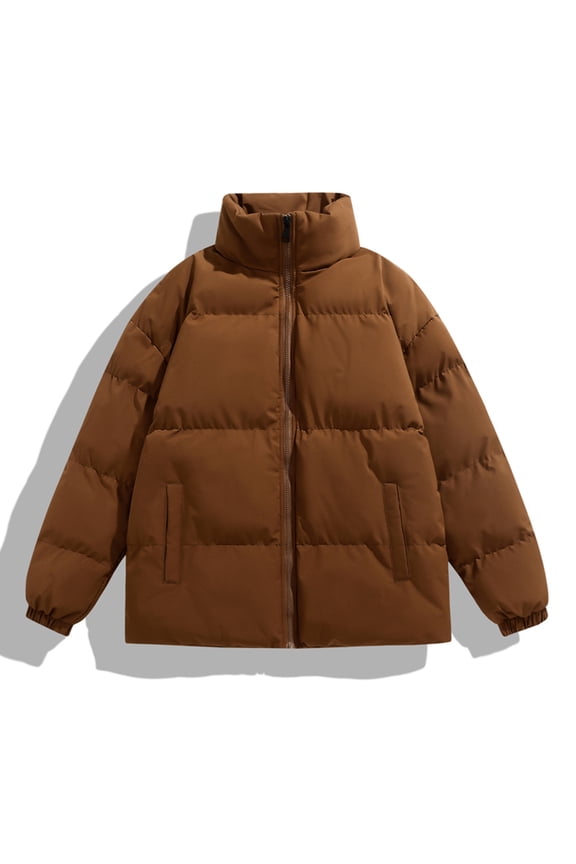 Mens Puffer Jackets Full Zipper Winter Insulated , Casual Coat for Men Warm , SIZE M