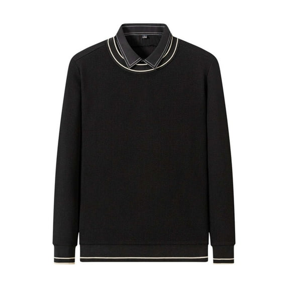 Hipattires Mens Pullover Sweater Big and Tall Layer Black Sweater for Men