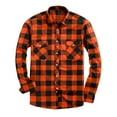 thumbnail image 1 of Elvqul Mens Shirts Formal Long Sleeve Button up Collar Orange Plaid Shirts for Men Big and Tall, 1 of 2