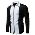 thumbnail image 1 of Hipattires Mens Stylish Shirts Turndown Collar Long Sleeve Black Solid Zip up Shirts for Men, 1 of 7