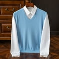 thumbnail image 1 of Elvqul Mens Sweater Vest Everyday Light Blue Sweater for Men Solid Color, 1 of 7
