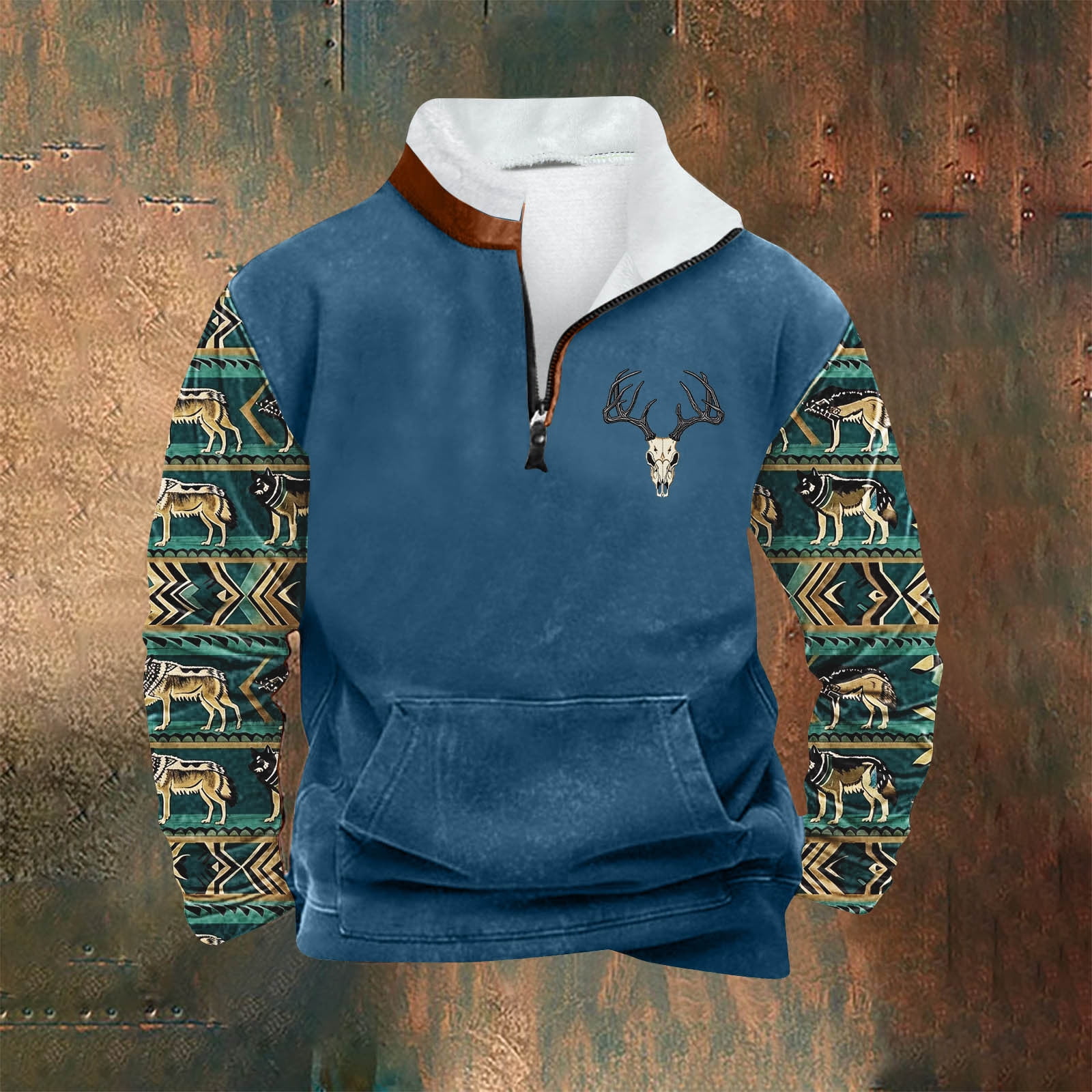 Hipattires Mens Sweatshirts Graphic No Hood Crew Neck Long Sleeve Blue ...