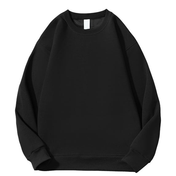 Elvqul Mens Sweatshirts Long Sleeve Big Plain Crewneck Black Sweatshirts for Men Crew Neck