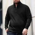 thumbnail image 1 of Elvqul Mens Sweatshirts Solid Pullover with Pockets Zip up front No Hood Dark Gray Long Sleeve Sweatshirts for Men, 1 of 9