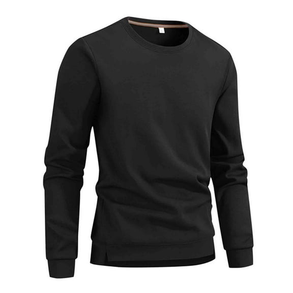 Hipattires Mens Thermal Blouses Big and Tall Pullover Plain Casual Crew Neck Spring/Winter Basic Shirts for Men Long Sleeve