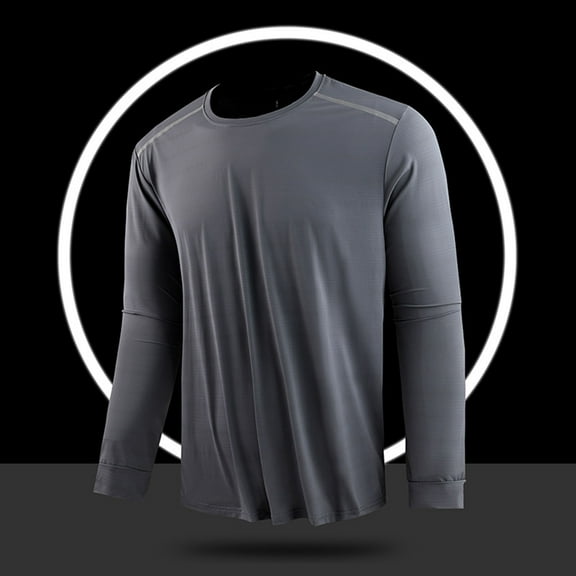 Hipattires Mens Tops Shirts Long Sleeve Pullover Solid Lightweight , Activewear Crew Neck Shirts for Men Big and Tall