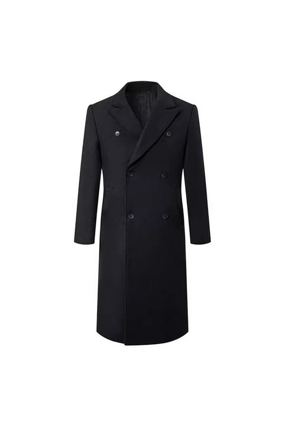 Peacoat for Men Double Breasted Black Overcoat Big and Tall Coats Mens Jacket Winter