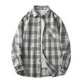 thumbnail image 1 of Elvqul Plaid Shirts for Men White Long Sleeve Formal Collar with Pockets Mens Shirts, 1 of 3