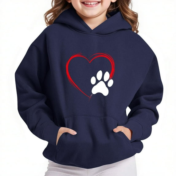 Elvqul Plain Hoodies for Big Girls Pullover Shirts Hooded Long Sleeve Boys and Girls Sweatshirts Navy