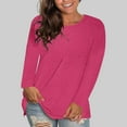thumbnail image 1 of Hipattires Plus Size Blouses for Women Crew Neck Long Sleeve T-Shirts Beach Hot Pink Summer Loose Fit Tops Plain Trendy Blouses, 1 of 7