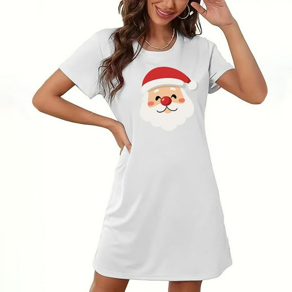 Elvqul Plus Size Pajamas for Women Button up Santa Nightgowns Ugly Womens Pajamas Christmas