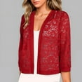 thumbnail image 1 of Elvqul Print Sweater for Women Red Sweater Dressy Short Sleeve Button up Knit Womens Cardigans, 1 of 6