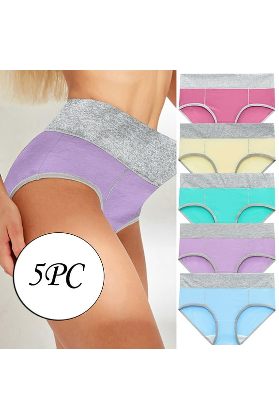 Seamless Womens Panties Sexy Plain Cotton Colors Bikini Plus Size Comfort 5 Pack Briefs Panties