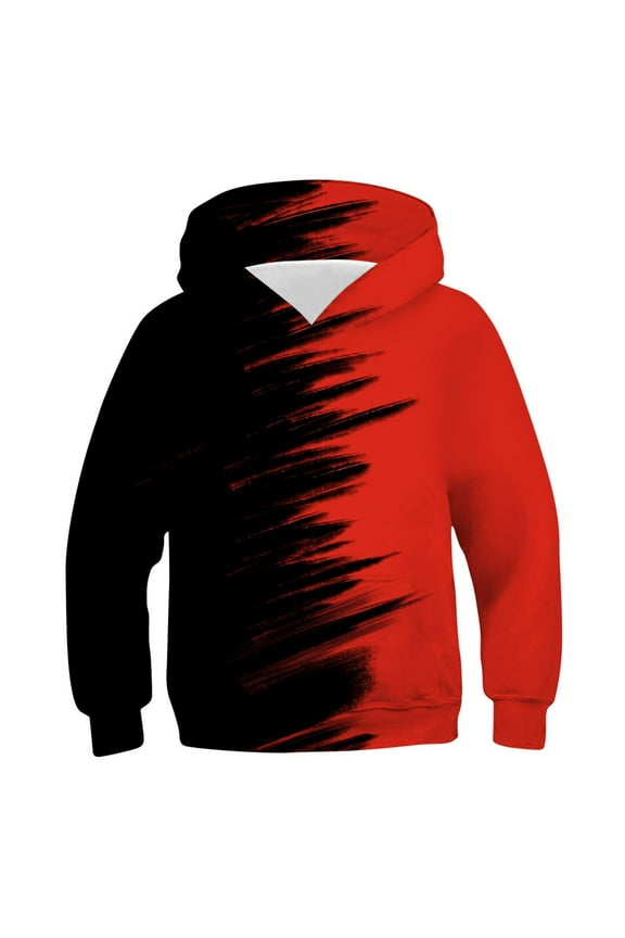 Shirts for Kids Boys Red Block Hooded Hoodies Comfy Clothes Pullover Long Sleeve Sweatshirts