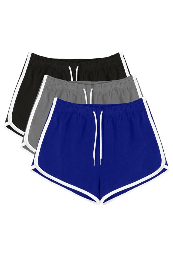 Shorts for Women Blue Sports Drawstrings Yoga Solid Color Juniors Shorts Running