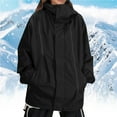 thumbnail image 1 of Elvqul Snow Windbreaker for Women with Hoods Outerwear Lightweight with Pockets Winter Plus Size Black Womens Jacket Formal, 1 of 9