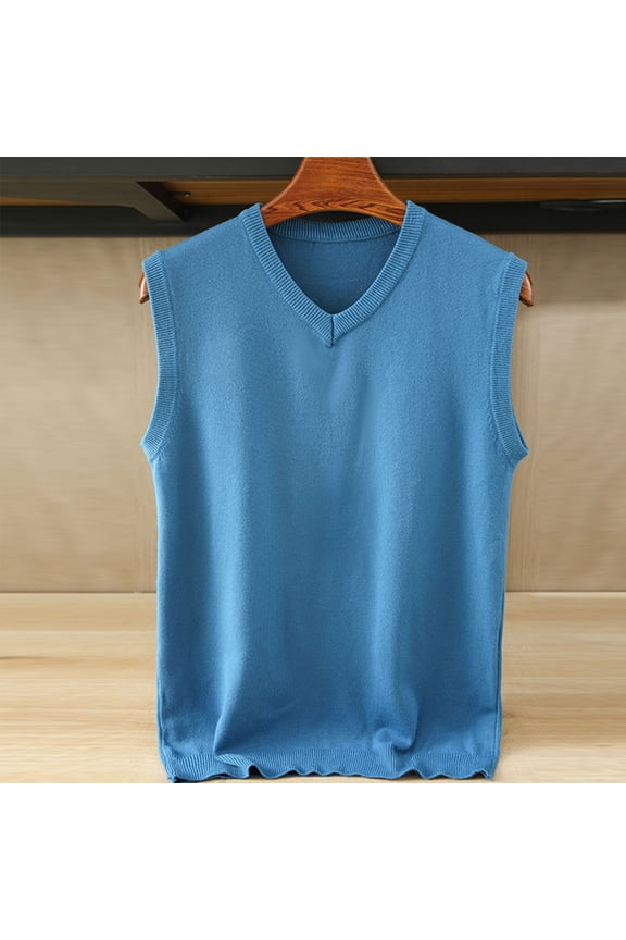 Sweater Vest for Men Solid Knit Mens Sweater Sky Blue