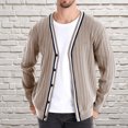 thumbnail image 1 of Elvqul Sweater for Men Beige Button up Long Sleeve Cotton Mens Cardigan Sweater, 1 of 5