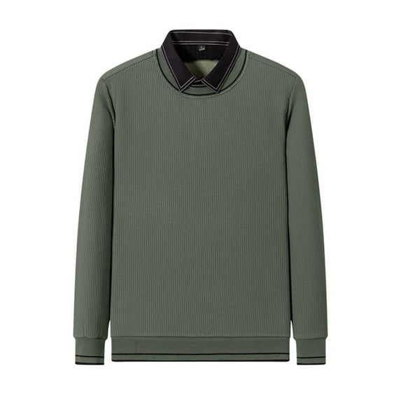 Elvqul Sweater for Men Big and Tall Green Plain Mens Pullover Sweater Layer