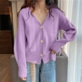 thumbnail image 1 of Elvqul Sweater for Women Shirts Knit Purple Long Sleeve Solid Juniors Sweater Casual, 1 of 6