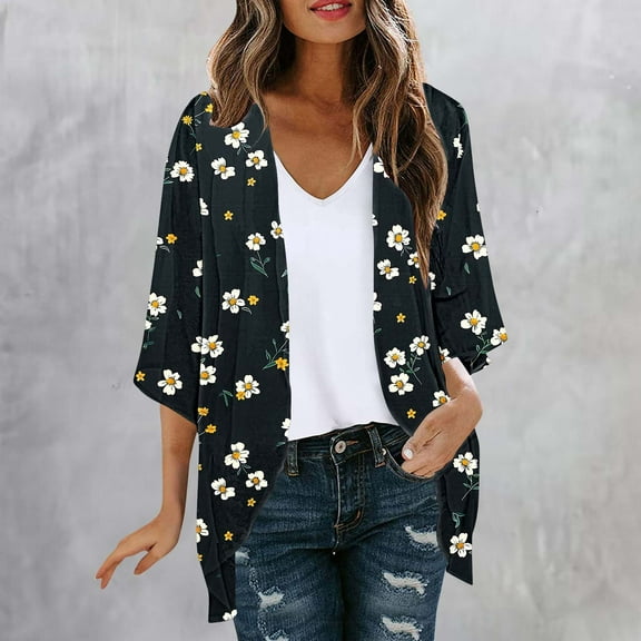 Elvqul Sweater for Women with Pockets Lightweight Sweater Long Sleeve Pattern Juniors Cardigans Summer