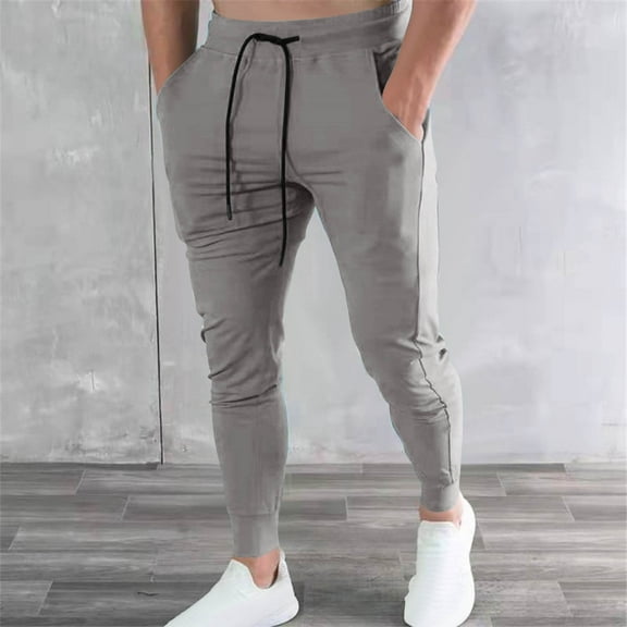 Elvqul Sweatpants for Men Baggy with Pockets Joggers Elastic Waisted Straight Leg Mens Pants Outdoor
