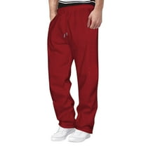 Elvqul Sweatpants for Men with Pockets Straight Leg Lightweight Joggers Red Mens Pants