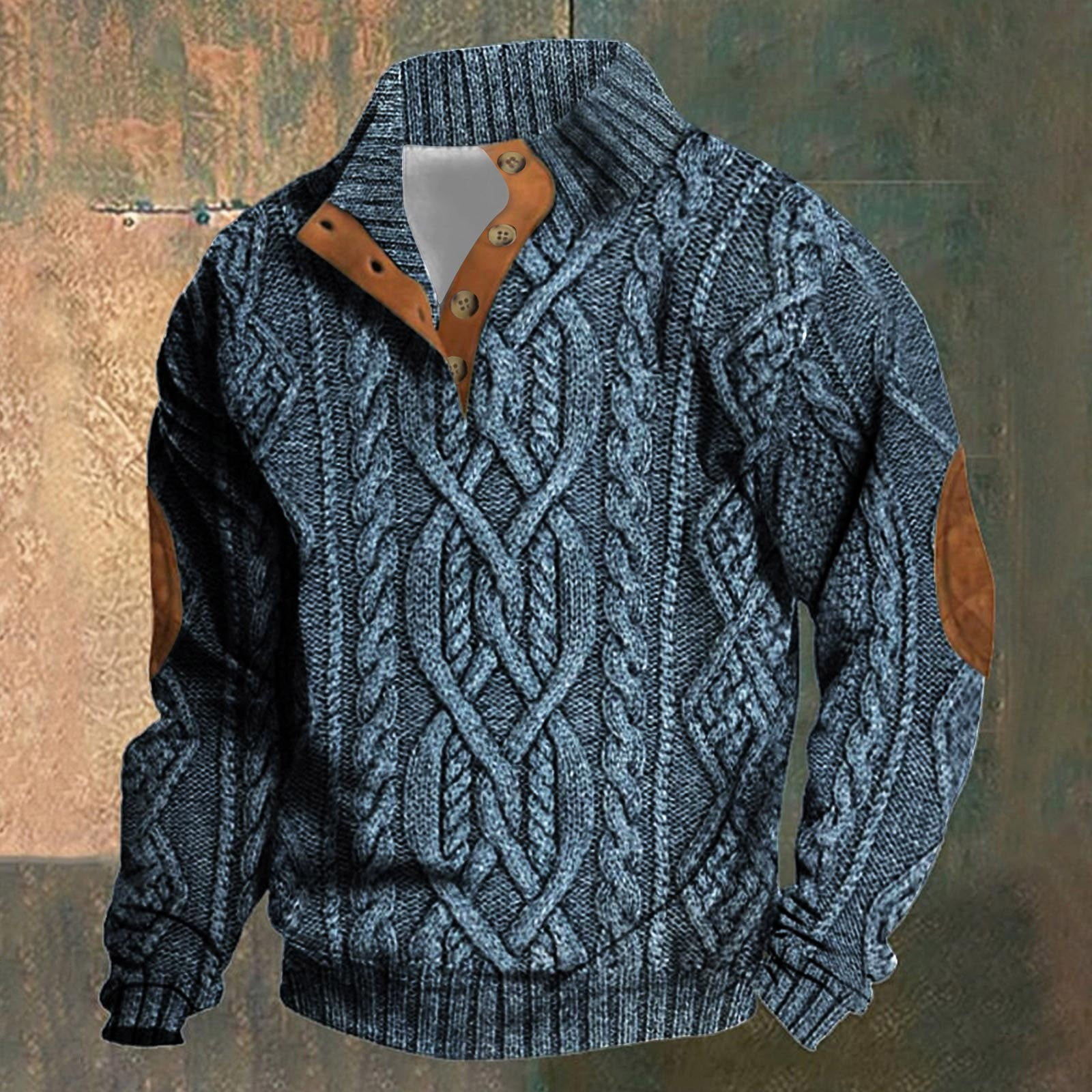 Hipattires Sweatshirts for Men Graphic No Hood Tall Crewneck Blue Mens