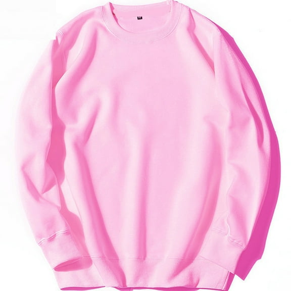 Elvqul Sweatshirts for Men with Pockets Solid Color Big and Tall Pullover Pink Mens Sweatshirts Winter
