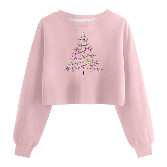 Hipattires Sweatshirts for Women Christmas, Womens Clothes Christmas, Graphic Loose Fashion Long Sleeve, Pink