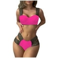 thumbnail image 1 of Hipattires Swimsuits Women Athletic Two Piece Solid Fashion Bikini Sets Hot Pink with Molded Cups Swimwear Ladies Bathing Suits, 1 of 6