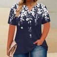 thumbnail image 1 of Hipattires T-Shirts Women Plus Size V-Neck Tops Graphic Trendy Short Sleeve Navy Blouses T-Shirts, 1 of 5