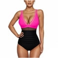 thumbnail image 1 of Elvqul Underwire Bathing Suit for Women 1 Piece Tummy Control Pink Solid Color Beach Juniors Bathing Suit Shapewear, 1 of 5