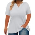 thumbnail image 1 of Hipattires V-Neck Tops Women White Plus Size T-Shirts Solid Short Sleeve Beach Blouses Ladies Basic Tops, 1 of 5