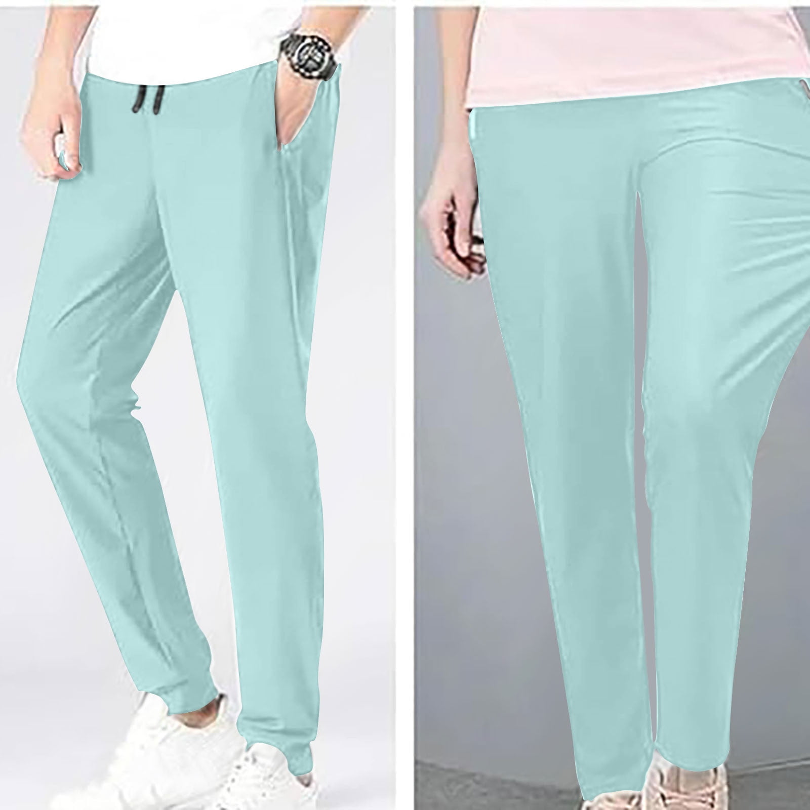 Hipattires Womens Low Rise Pants with Pockets Sky Blue Sweatpants