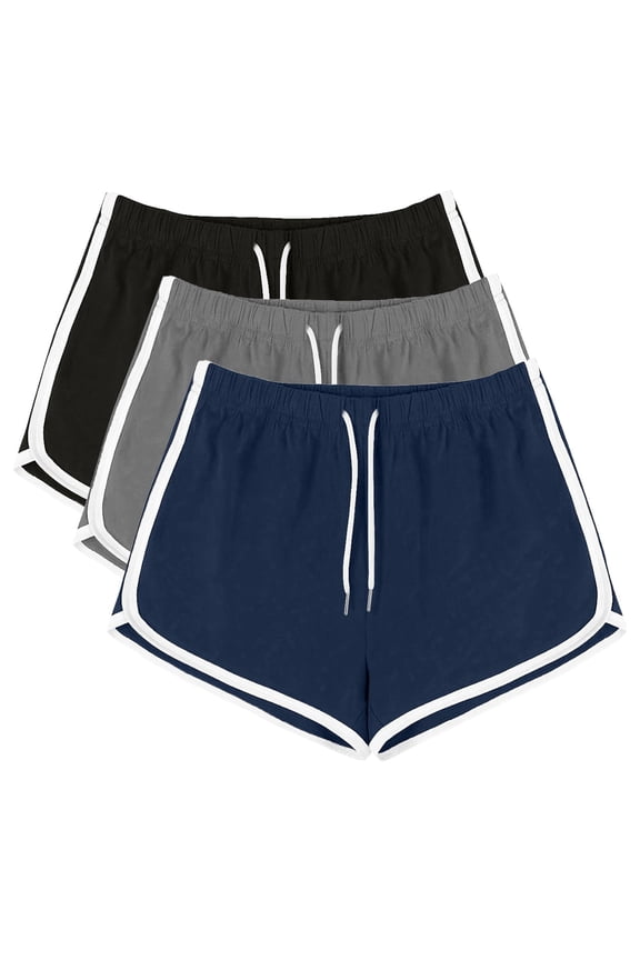 Womens Shorts Yoga Athletic Workout Drawstrings Solid Shorts for Juniors Biker